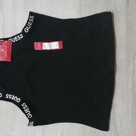 Women's Guess Logo Black and White Cropped Top. SIZE LARGE. - Picture 6 of 11